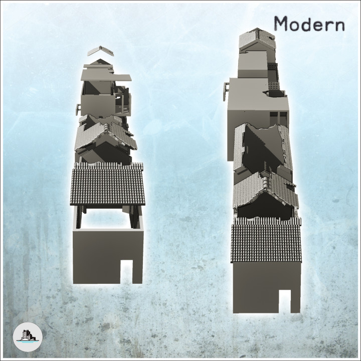 Set of modern ruined buildings with floors (3) - Cold Era Modern Warfare Conflict World War 3 RPG  Post-apo image