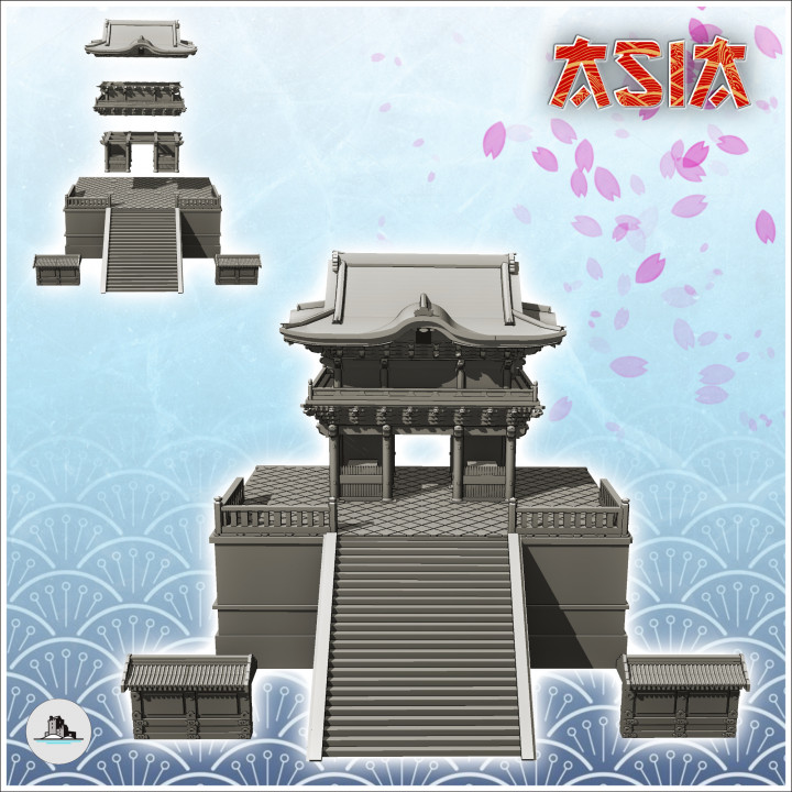 Large Asian temple with access stairs and low walls (12) - Cold Era Modern Warfare Conflict World War 3 RPG  Post-apo image