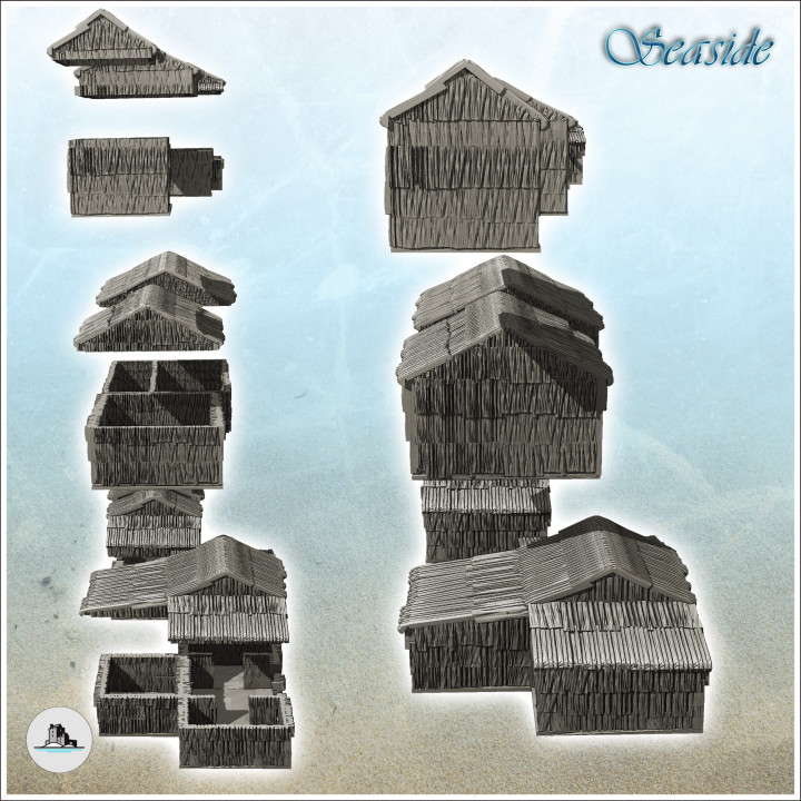 Set of seven tropical wooden huts (13) - Cold Era Modern Warfare Conflict World War 3 RPG  Post-apo image