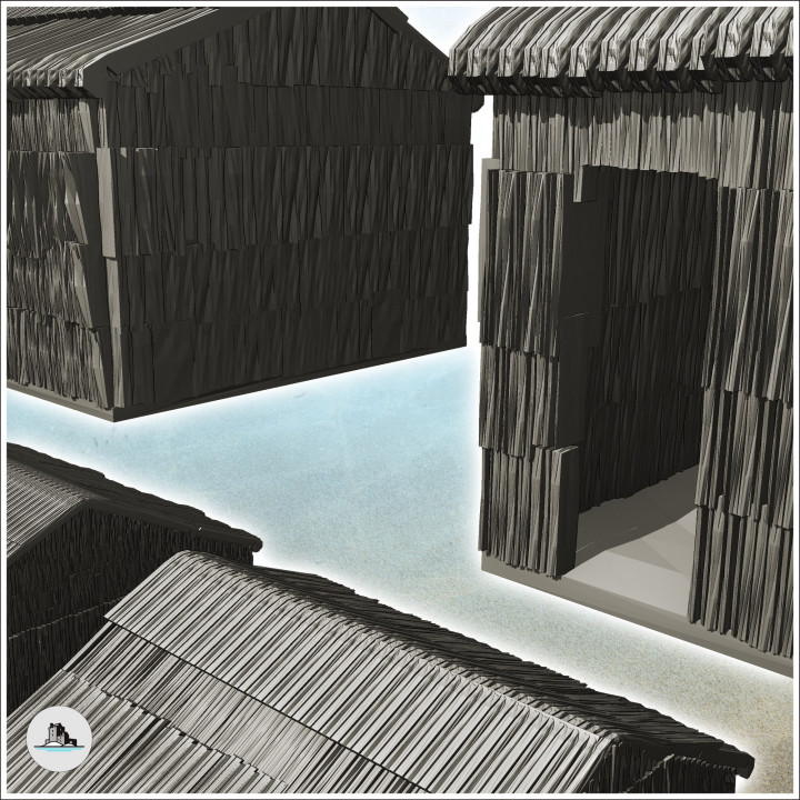 Set of seven tropical wooden huts (13) - Cold Era Modern Warfare Conflict World War 3 RPG  Post-apo image