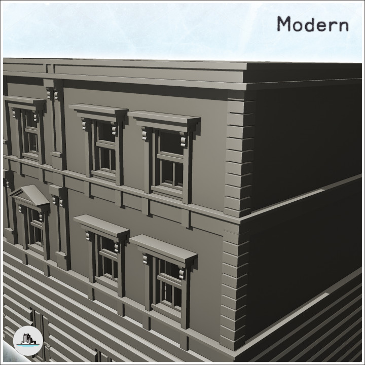 Large building with two floors, flat roof and balconies (2) - Modern WW2 WW1 World War Diaroma Wargaming RPG Mini Hobby image