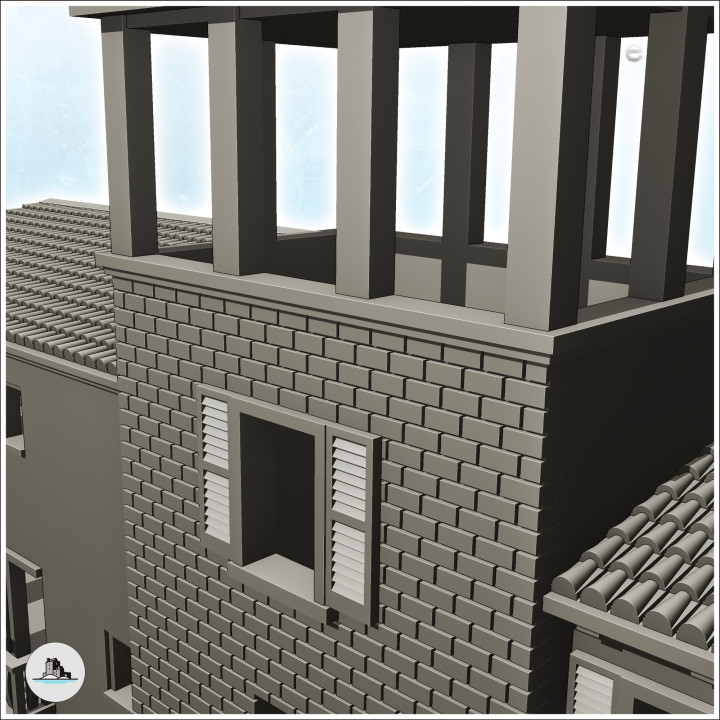 Building facing the Pietra Bridge (Verona, Italy) - Modern WW2 WW1 World War Diaroma Wargaming RPG Mini Hobby