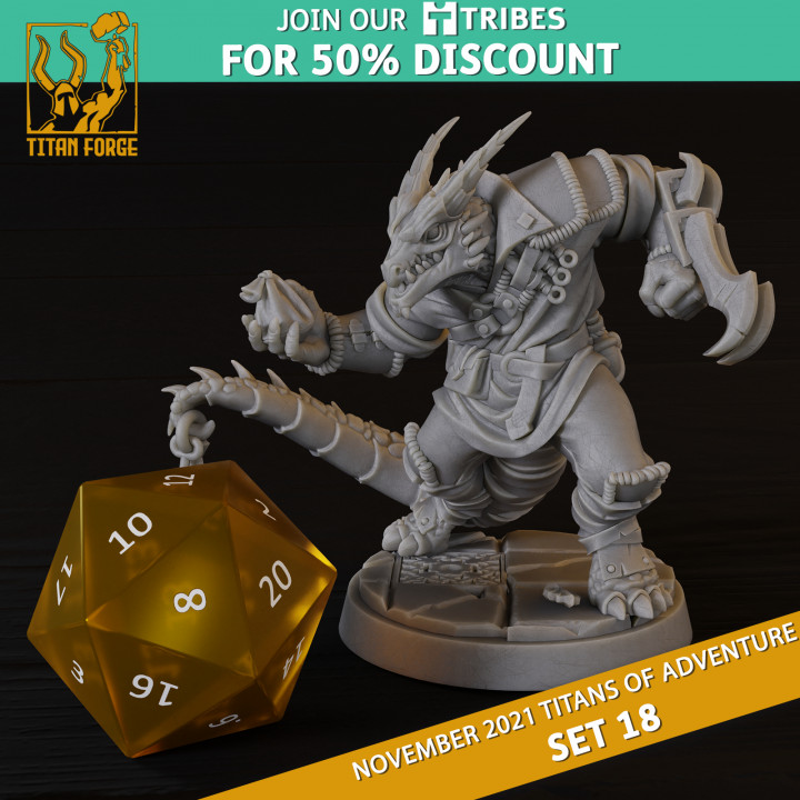 Dragonborn Male Rogue - RPG Hero Character D&D 5e - Titans of Adventure Set 18