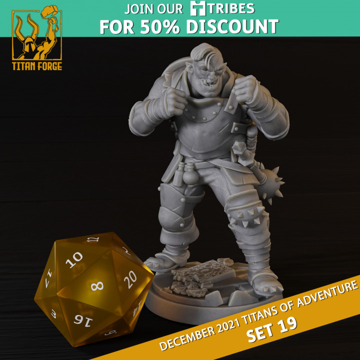 Half-Orc Male Fighter - RPG Hero Character D&D 5e - Titans of Adventure Set 19