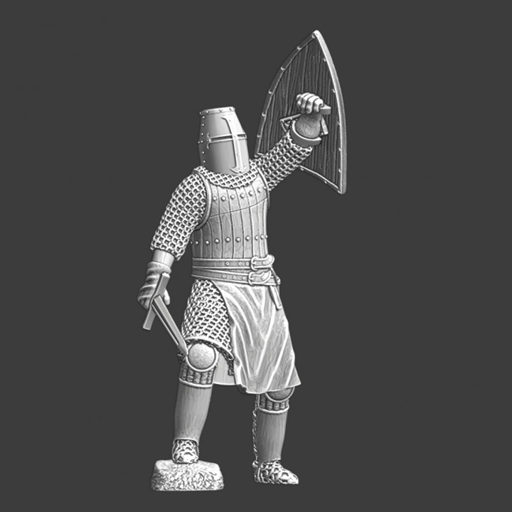 3D Printable Medieval crusader knight - celebrating shield up by ...