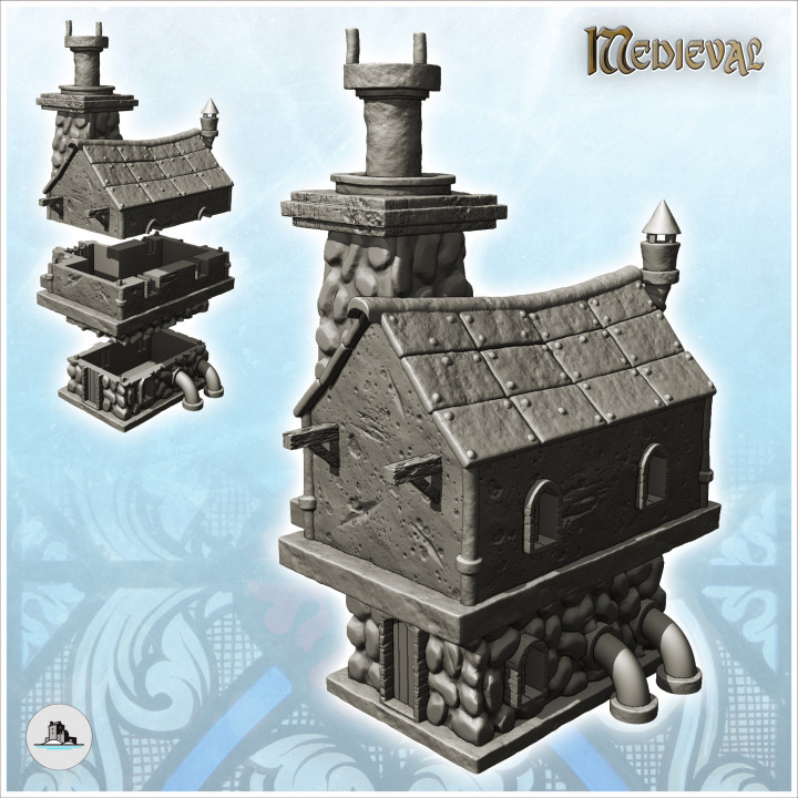 Medieval building with exposed stones and large room upstairs (14) - Medieval Gothic Feudal Old Archaic Saga 28mm 15mm RPG image