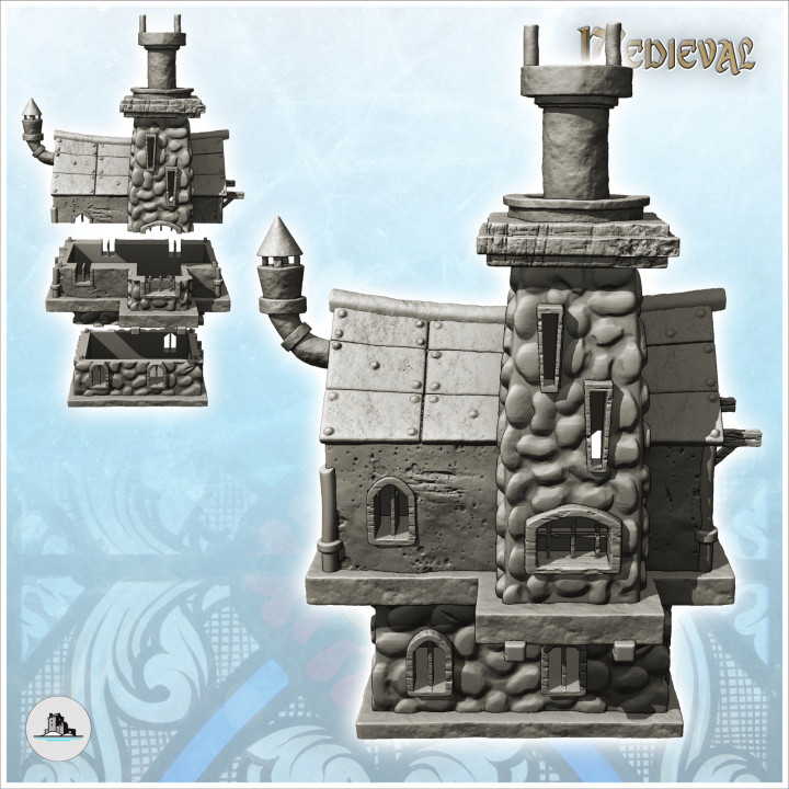 Medieval building with exposed stones and large room upstairs (14) - Medieval Gothic Feudal Old Archaic Saga 28mm 15mm RPG image