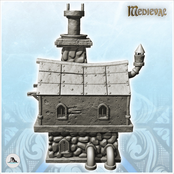 Medieval building with exposed stones and large room upstairs (14) - Medieval Gothic Feudal Old Archaic Saga 28mm 15mm RPG image