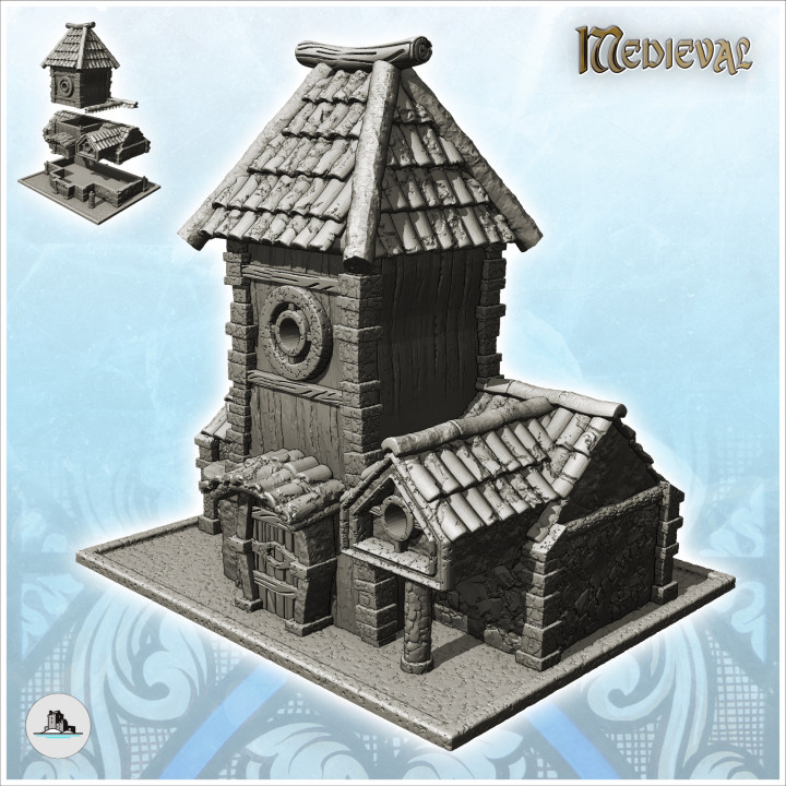 Medieval wooden building with everything and support column (19) - Medieval Gothic Feudal Old Archaic Saga 28mm 15mm RPG image