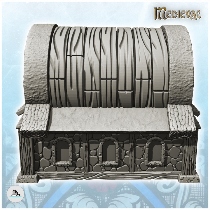 Medieval house with rounded roof in roof and round windows (30) - Medieval Gothic Feudal Old Archaic Saga 28mm 15mm RPG image