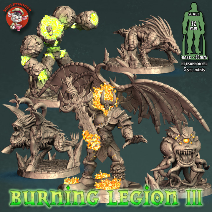 Burning Legion III - 32mm scale pre-supported squad image