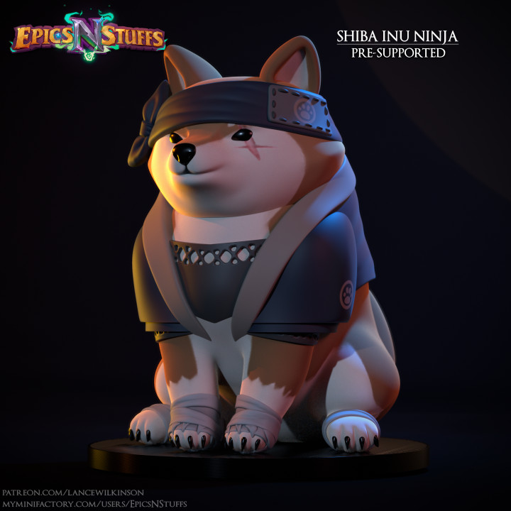 Shiba Inu Ninja Miniature - Pre-Supported image