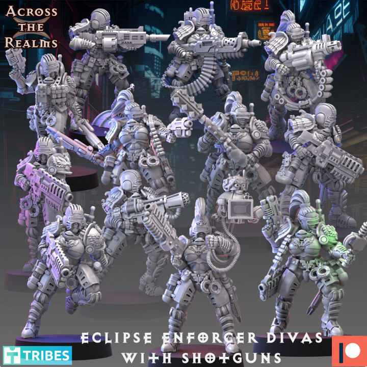 3D Printable Eclipse Enforcer Divas with Shotguns by Across