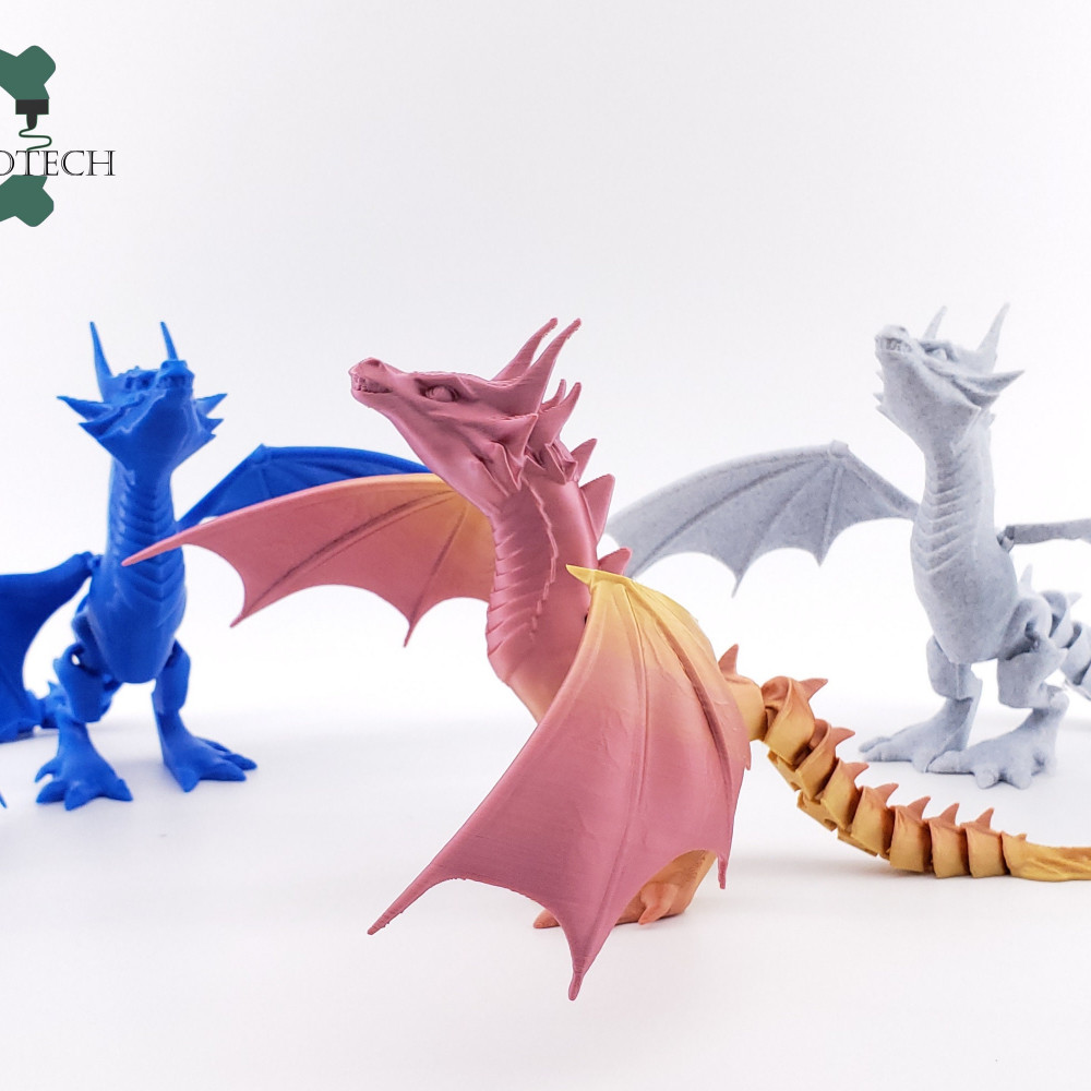 3D Printable Cobotech Articulated Dragon with Detachable Wings by