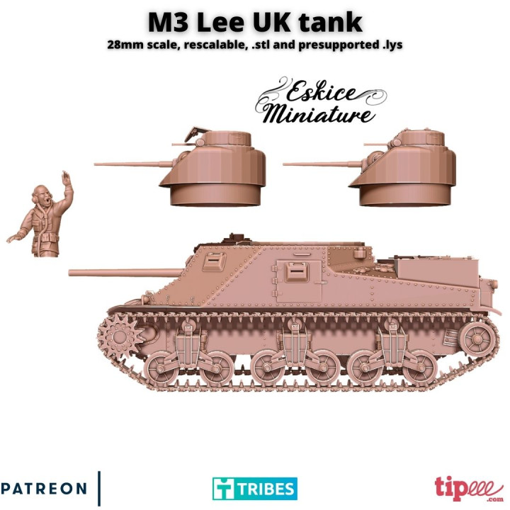 M3 Lee tank with pilot - 28mm
