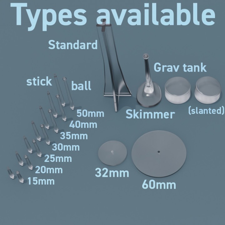 Wargaming flyer stands and bases set all sizes | 32mm 60mm and more! image