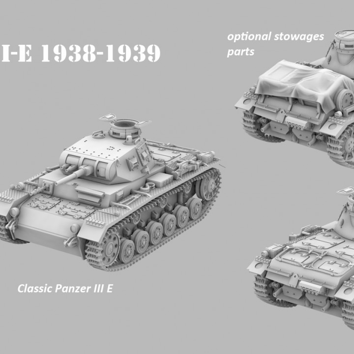 Panzer III E great historical accuracy and optional stowage, 3 different variation in this pack image