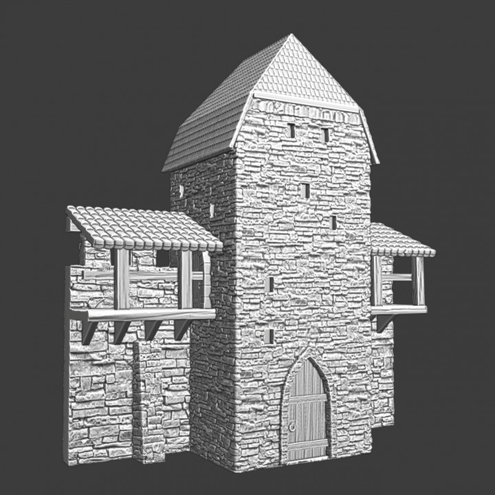 Medieval City Walls - Straight wall with German tower