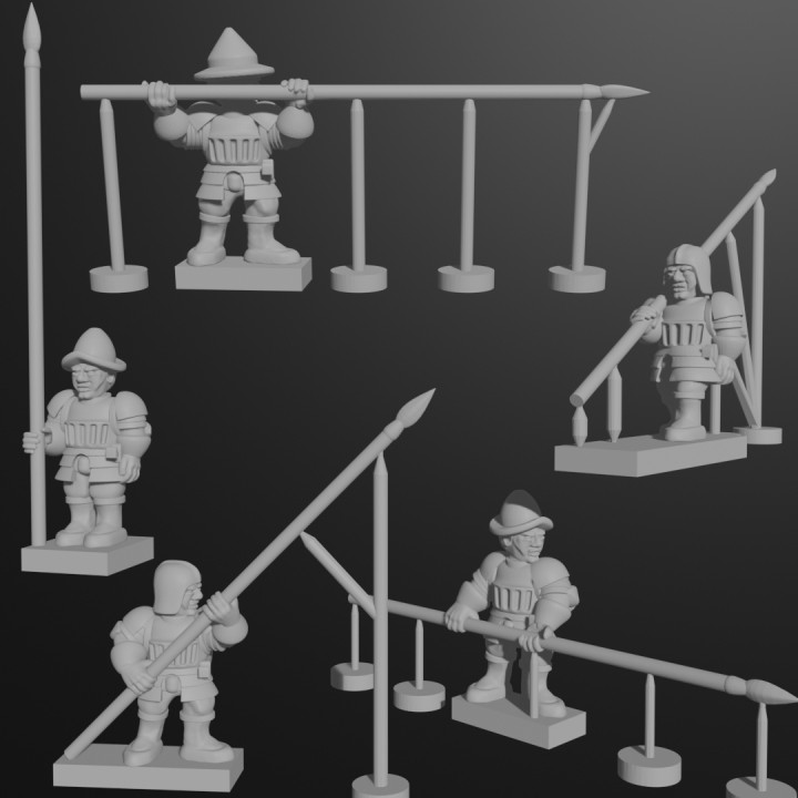 6-15mm Pike & Shotte Swiss Armoured Pikemen (Italian Wars) & Blender File P&S-9