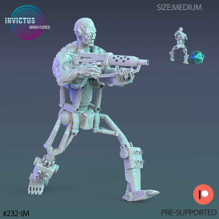 Damaged Cyborg Scout Set / Skeleton Soldier / Exoskelet Officer / Space War Construct / Steampunk Battle Robot / Invasion Army / Cyberpunk Droid / Sci-Fi Encounter image