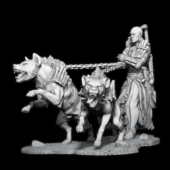 Hyenaman warrior with pet Hyena. (Pre-Supported) image