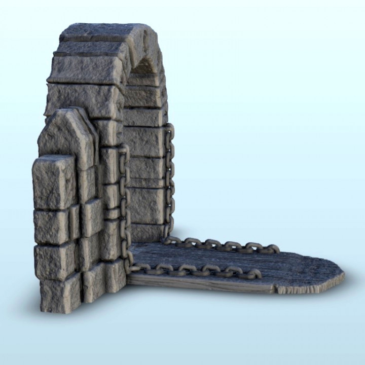 Medieval gates with chains - Medieval Fantasy Magic Feudal Old Archaic Saga 28mm 15mm image