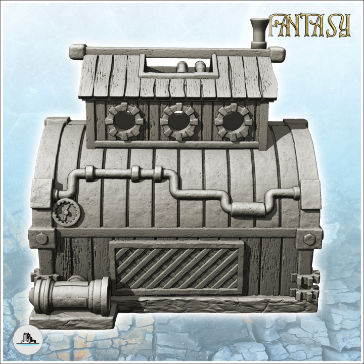 Steampunk building with exterior pipes and rounded roof (2) - Future Sci-Fi SF Post apocalyptic Tabletop Scifi Wargaming Planetary exploration RPG Terrain