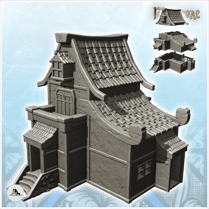 Large medieval building with curved roof and access staircase (7) - Medieval Gothic Feudal Old Archaic Saga 28mm 15mm RPG image