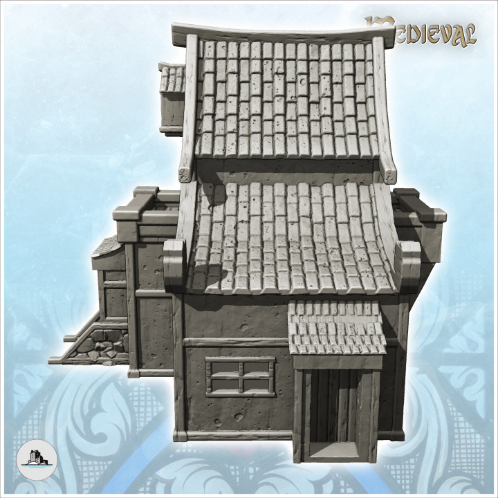 Large medieval building with curved roof and access staircase (7) - Medieval Gothic Feudal Old Archaic Saga 28mm 15mm RPG image