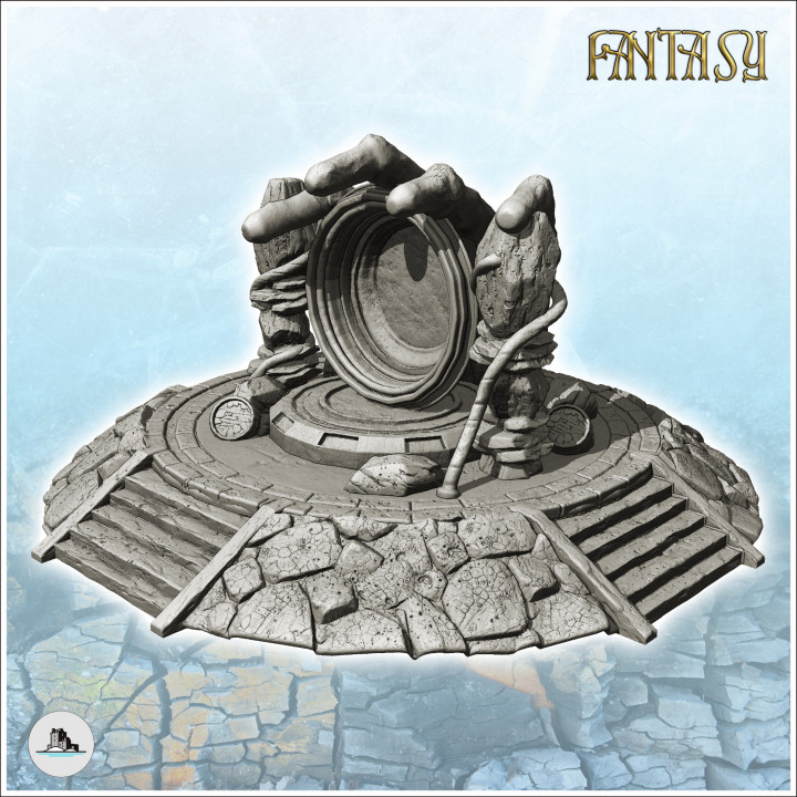Fantasy altar on platform with stone access stairs (2) - Medieval Fantasy Magic Feudal Old Archaic Saga 28mm 15mm image