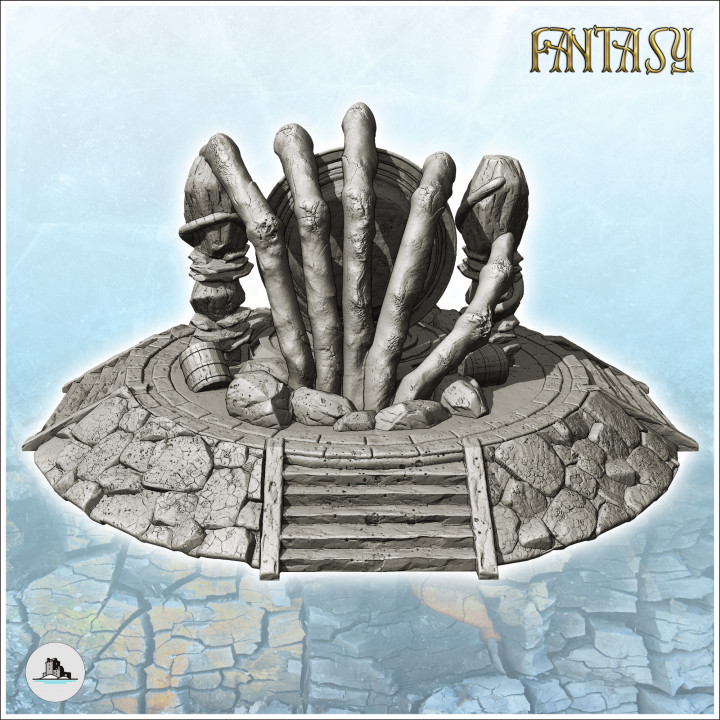 Fantasy altar on platform with stone access stairs (2) - Medieval Fantasy Magic Feudal Old Archaic Saga 28mm 15mm image