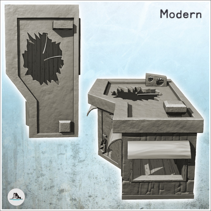 Modern store with damaged roof and awning over windows (4) - Cold Era Modern Warfare Conflict World War 3 RPG  Post-apo