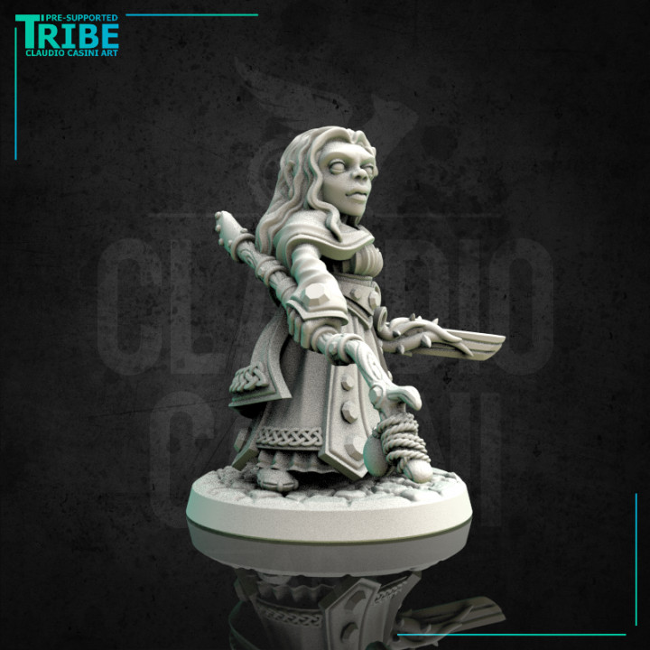 3D Printable (0167) Female halfling wizard sorceror druid with magic ...