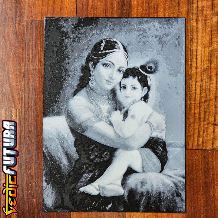 Baby Krishna with Mother Yashoda -[Easy to Print Filament Painting] image