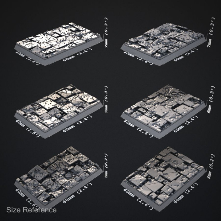 Broken Tiles 40x60mm Square Bases