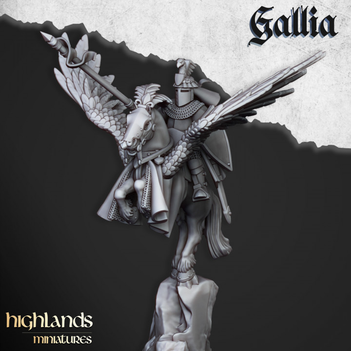 3D Printable Gallia Knights On Pegasus - Highlands Miniatures By ...