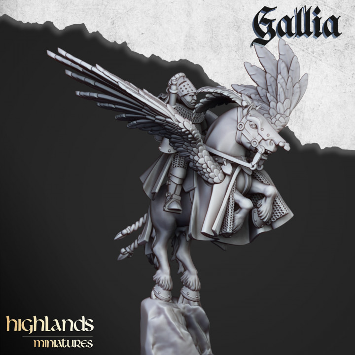 3D Printable Gallia Knights On Pegasus - Highlands Miniatures By ...