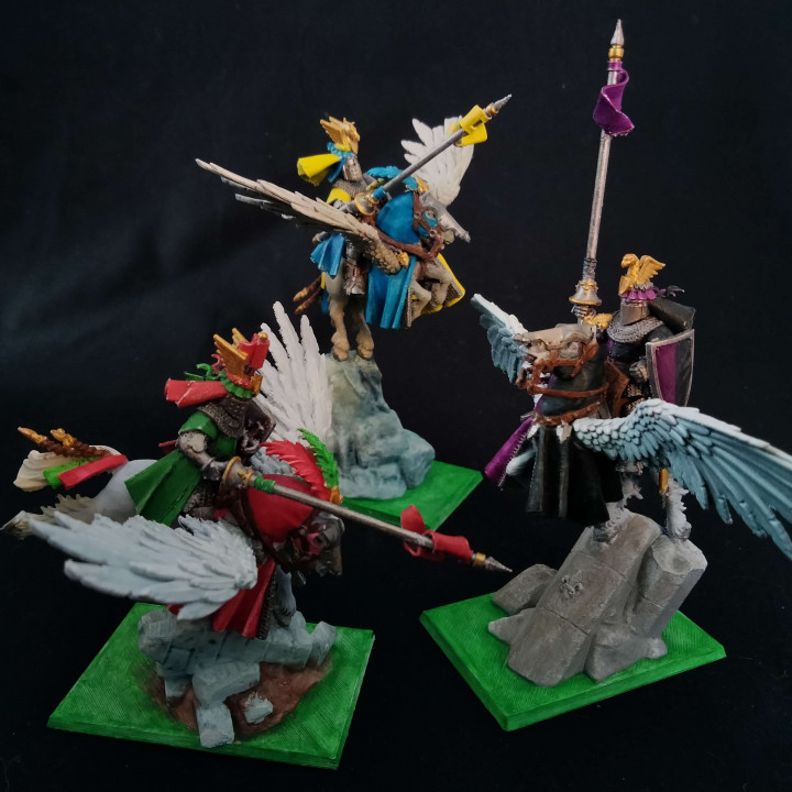 3D Print of Gallia Knights on Pegasus - Highlands Miniatures by TukeArt