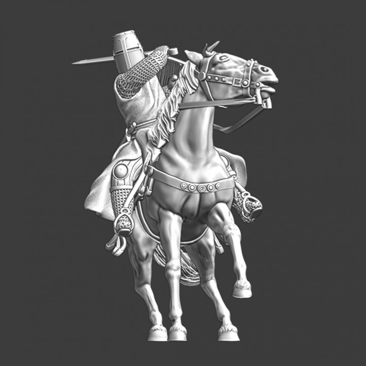 Mounted Crusader Knight - swinging sword image