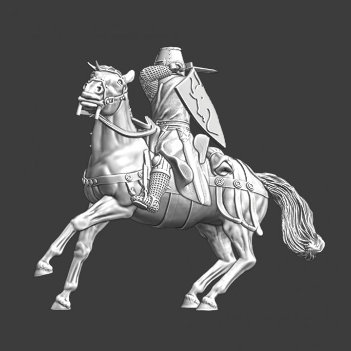 Mounted Crusader Knight - swinging sword image