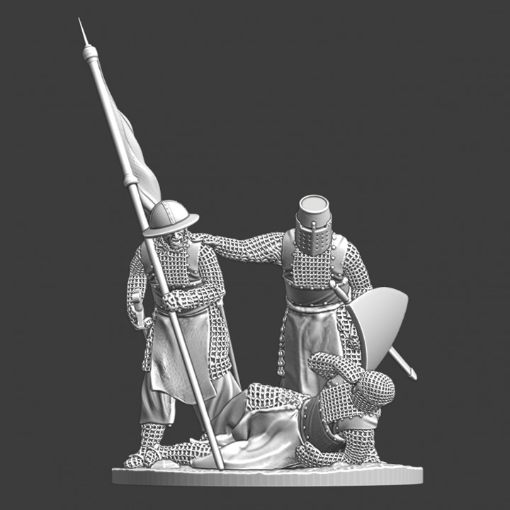 Medieval diorama - Wounded brother knight