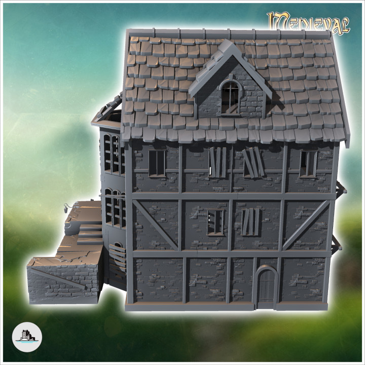 Abandoned medieval house with wooden planks on windows (13) - Medieval Gothic Feudal Old Archaic Saga 28mm 15mm RPG image