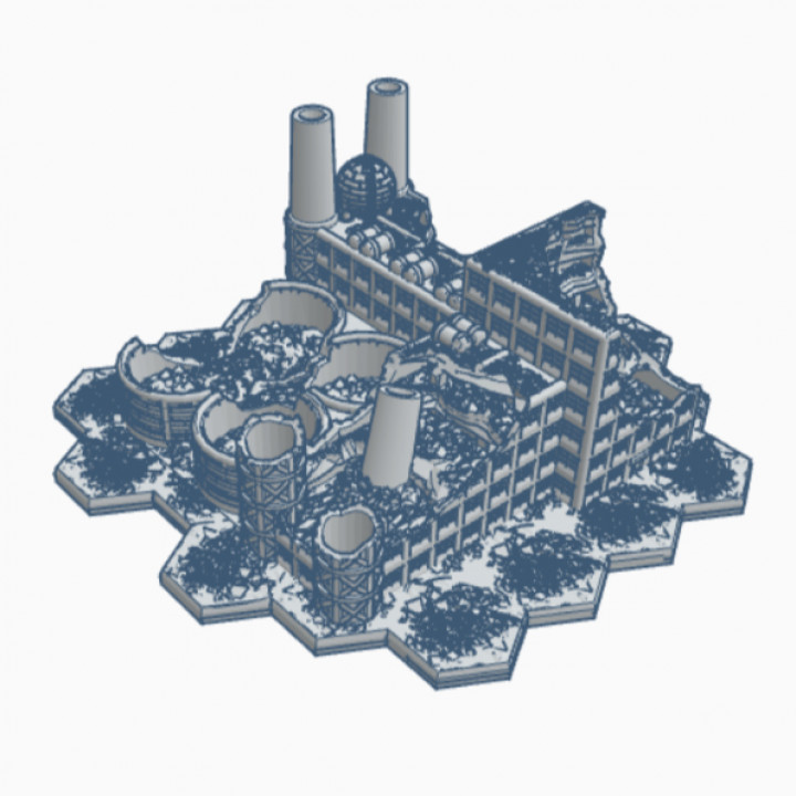 Modern Ruined Chemical Plant with Hex Base MRHB019 image