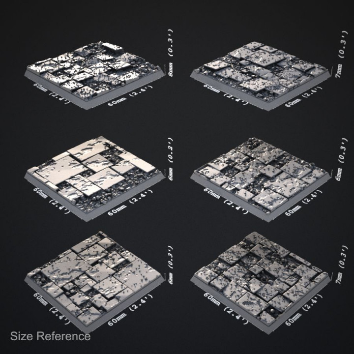 Broken Tiles 60x60mm Square Bases