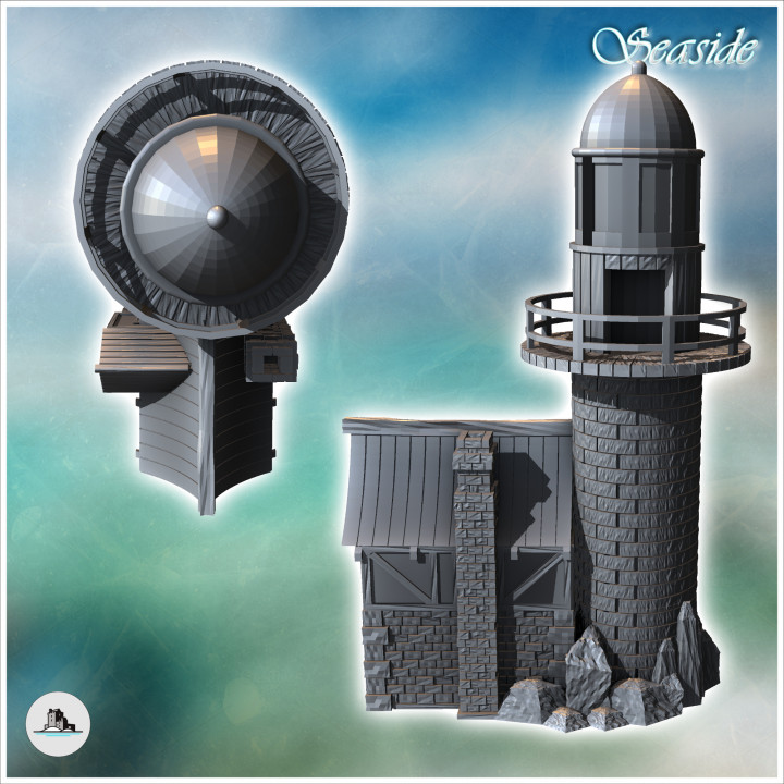 Medieval lighthouse on rock with annex building and large dome (12) - Medieval Gothic Feudal Old Archaic Saga 28mm 15mm RPG image