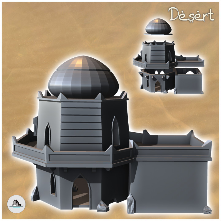 Desert oriental building with large terrace and roof dome (15) - Medieval Gothic Feudal Old Archaic Saga 28mm 15mm RPG image