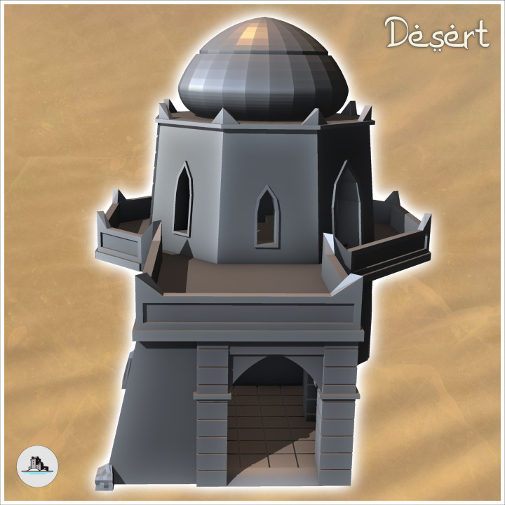 Desert oriental building with large terrace and roof dome (15) - Medieval Gothic Feudal Old Archaic Saga 28mm 15mm RPG image