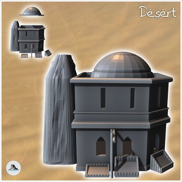 Medieval desert roof dome building with shopping baskets and floor (18) - Medieval Gothic Feudal Old Archaic Saga 28mm 15mm RPG image