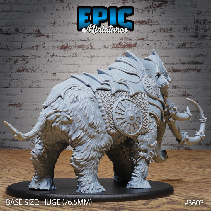 Mammoth Armored / Arctic Elephant / Tusked Ice Beast / Snow Creature / Frozen Mount Animal / Norse Encounter