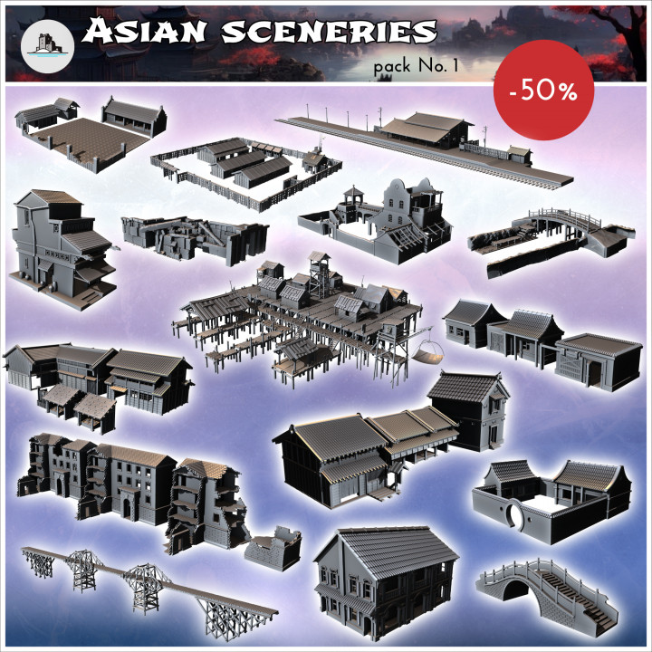 Asian sceneries pack No. 1 - Asian Asia Oriental Angkor Ninja Traditionnal RPG Mini image